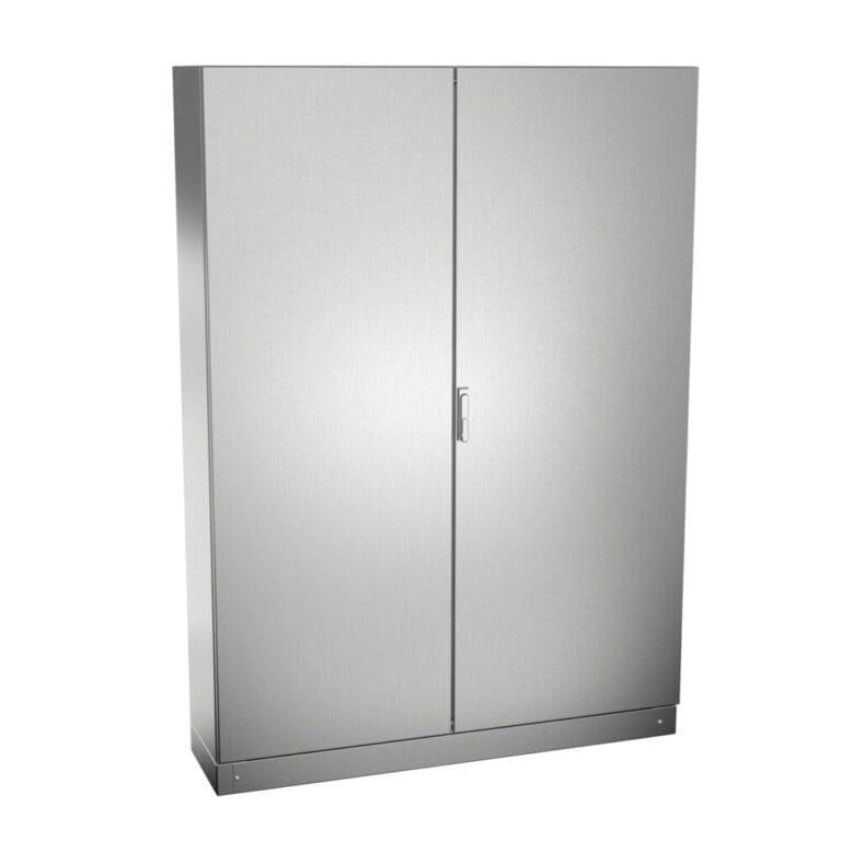 Armario eléctrico compacto Tribeca IP6K9K con dos puertas batientes en acero inoxidable