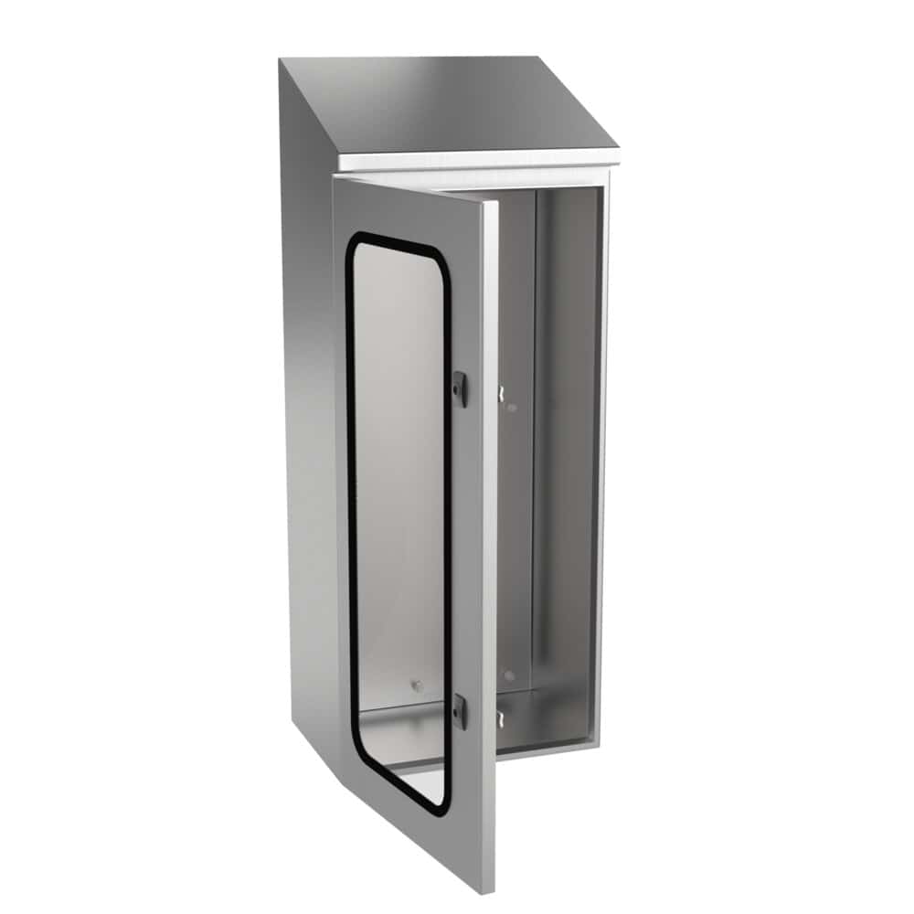 Stainless steel fire extinguisher cabinet IP66: detail view of the product